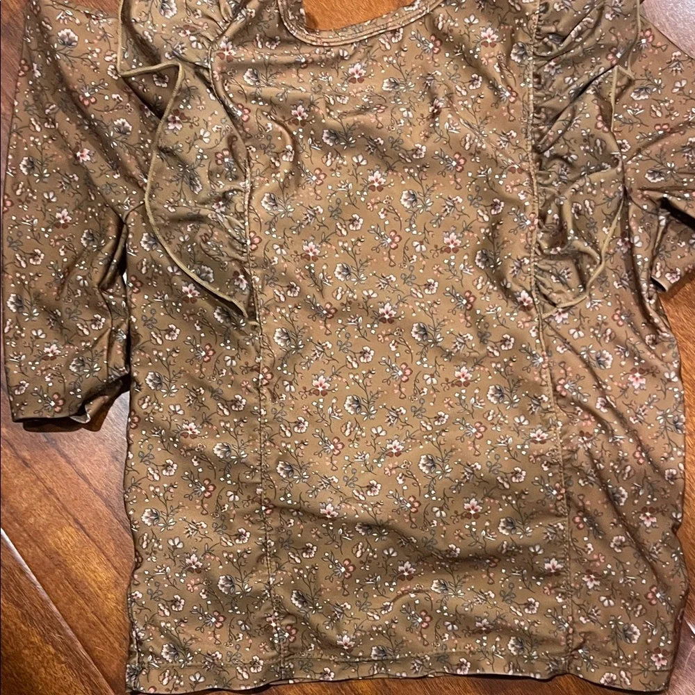 Jamie Kay Floral Ruffle Brown Rash Guard - Picture 3 of 4